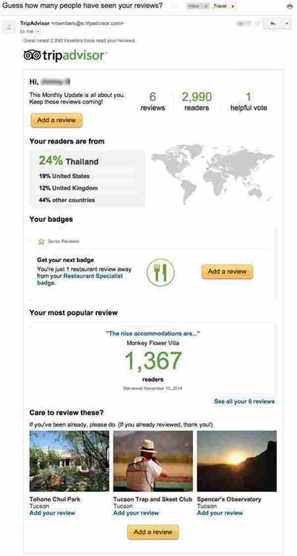 看旅游社区TripAdvisor如何做邮件营销（下篇）