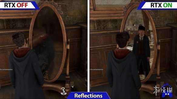 《霍格沃茨之遗》开关光追时的画面对比:提升巨大