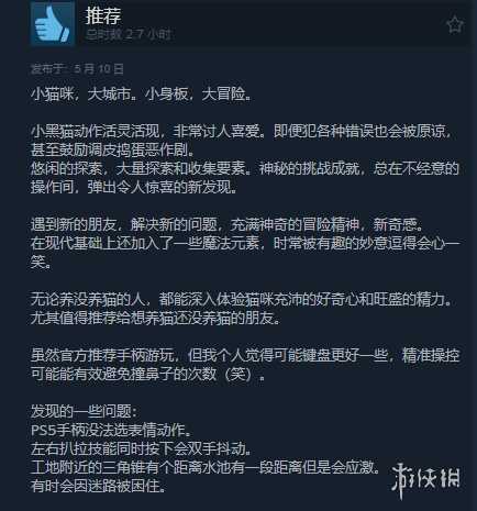 《小猫咪大城市》Steam”好评如潮”！好评率高达95%