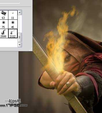 photoshop合成制作手握火焰弓箭的刺客