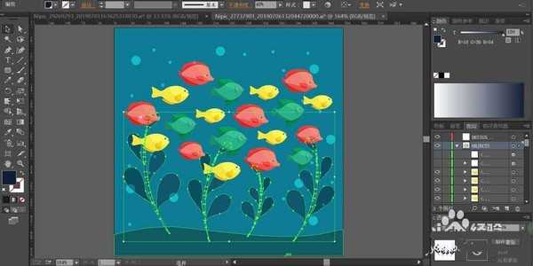 ai怎么手绘热带鱼群插画? ai适量插画的绘制方法