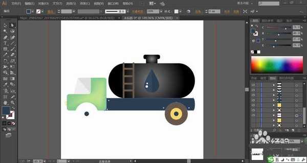 ai怎么设计扁平化的运油车插画? ai运油车的画法