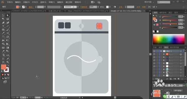 ai怎么设计扁平化的洗衣机图标? ai洗衣机的画法