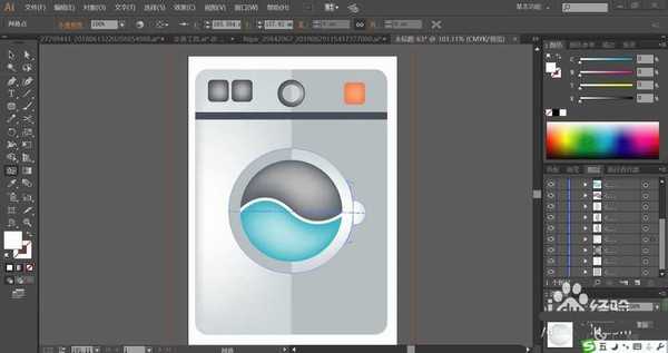 ai怎么设计扁平化的洗衣机图标? ai洗衣机的画法