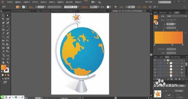 ai怎么绘制扁平化的地球仪图标?